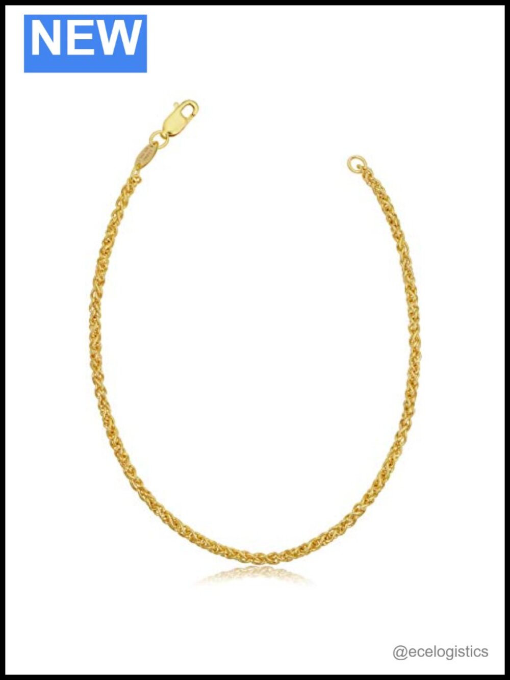 14k Yellow Gold Filled 2.5 mm Round Wheat Chain Bracelet Unisex Jewelry